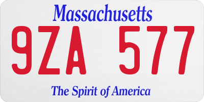 MA license plate 9ZA577