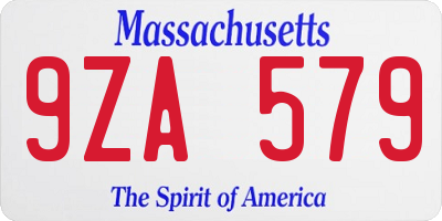 MA license plate 9ZA579