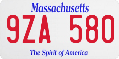 MA license plate 9ZA580