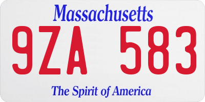 MA license plate 9ZA583