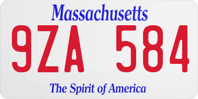 MA license plate 9ZA584