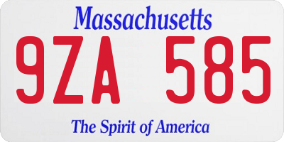 MA license plate 9ZA585