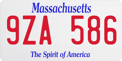 MA license plate 9ZA586