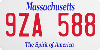 MA license plate 9ZA588