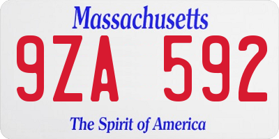 MA license plate 9ZA592