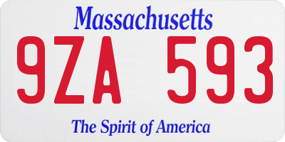 MA license plate 9ZA593