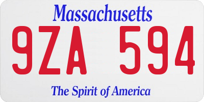 MA license plate 9ZA594