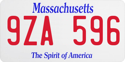 MA license plate 9ZA596