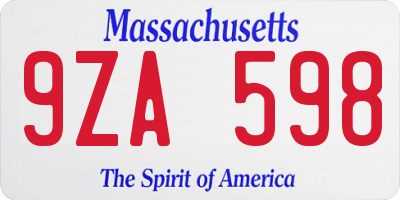 MA license plate 9ZA598