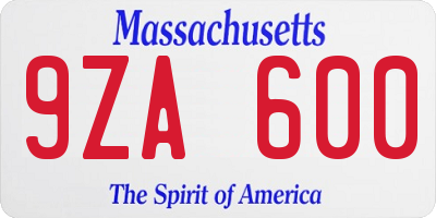 MA license plate 9ZA600
