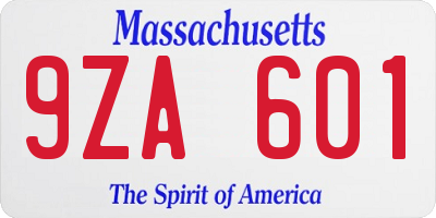 MA license plate 9ZA601