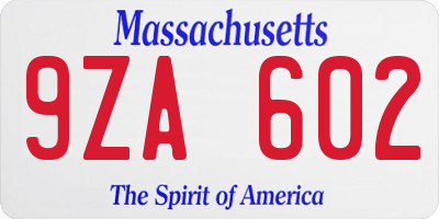 MA license plate 9ZA602