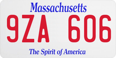 MA license plate 9ZA606