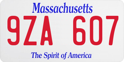 MA license plate 9ZA607