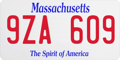 MA license plate 9ZA609
