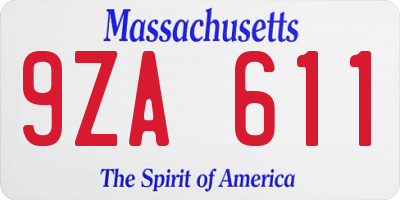 MA license plate 9ZA611