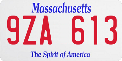 MA license plate 9ZA613