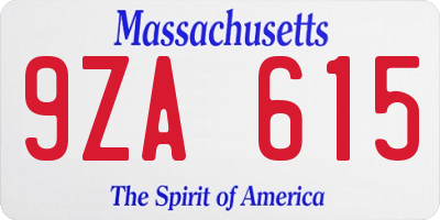 MA license plate 9ZA615