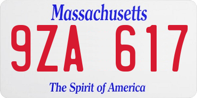 MA license plate 9ZA617