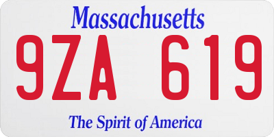 MA license plate 9ZA619
