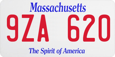MA license plate 9ZA620