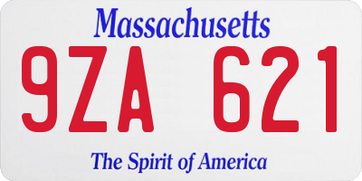 MA license plate 9ZA621