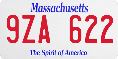 MA license plate 9ZA622