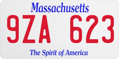 MA license plate 9ZA623
