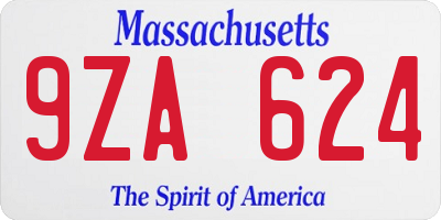MA license plate 9ZA624