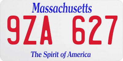 MA license plate 9ZA627