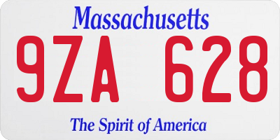 MA license plate 9ZA628