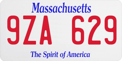 MA license plate 9ZA629