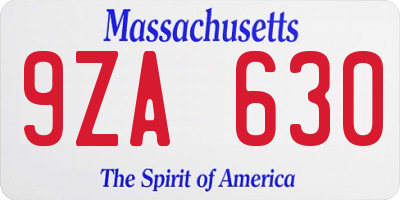 MA license plate 9ZA630