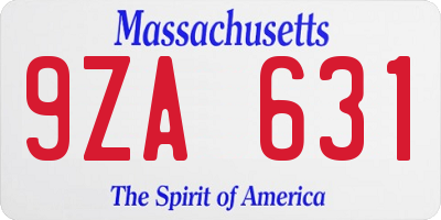 MA license plate 9ZA631