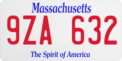MA license plate 9ZA632