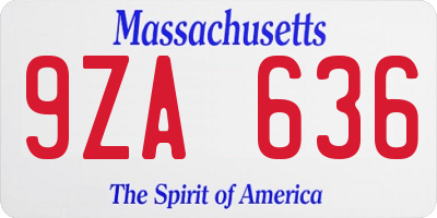MA license plate 9ZA636