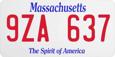 MA license plate 9ZA637