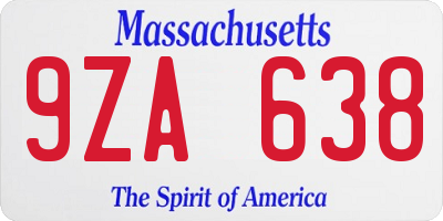 MA license plate 9ZA638