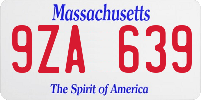 MA license plate 9ZA639