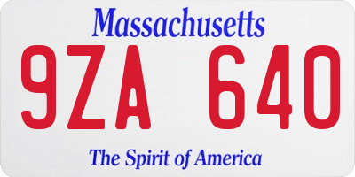 MA license plate 9ZA640