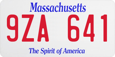 MA license plate 9ZA641