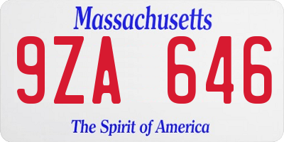 MA license plate 9ZA646