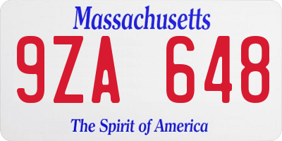 MA license plate 9ZA648
