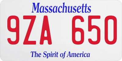 MA license plate 9ZA650