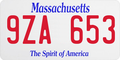 MA license plate 9ZA653