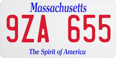 MA license plate 9ZA655