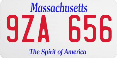 MA license plate 9ZA656