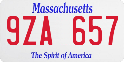 MA license plate 9ZA657