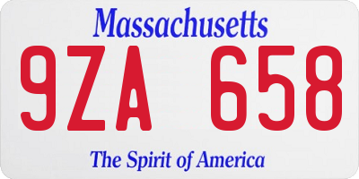 MA license plate 9ZA658