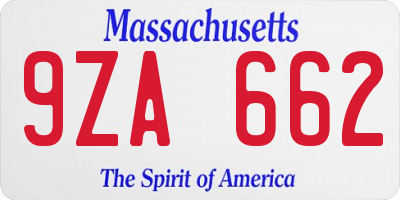 MA license plate 9ZA662